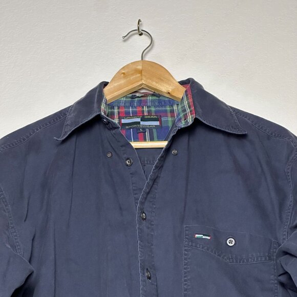 Urgent Gear Classic Shirt Button Up Plaid Lining Men Blue L Prep Formal Golf 90s - Picture 3 of 13
